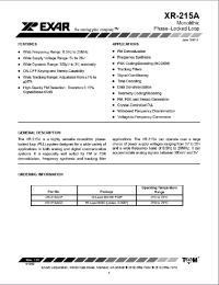 Datasheet XR215A manufacturer Exar
